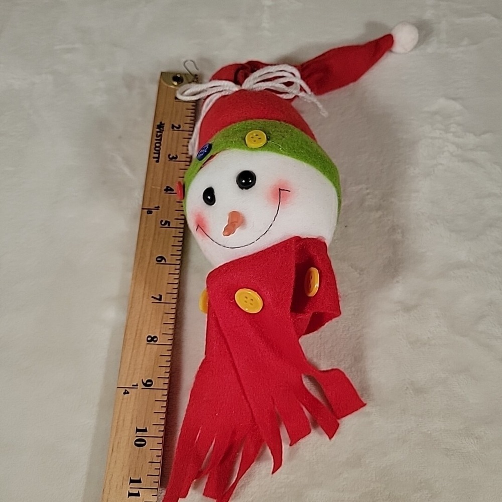 Snowman Christmas Ornament Decorations Red Green Blue Buttons